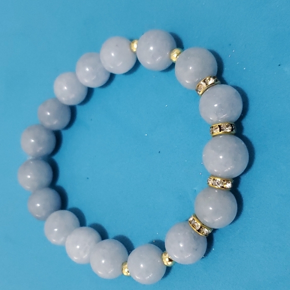 100% Natural Aquamarine Semi Precious 10MM BRACELET - Picture 2 of 5